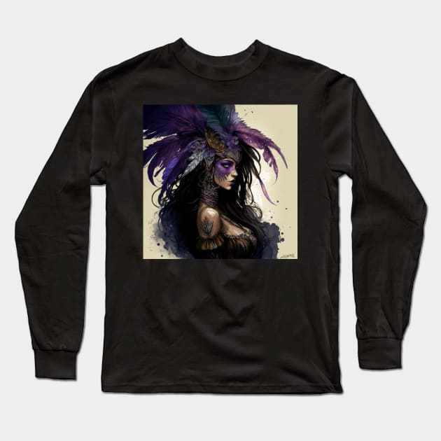 Mardi Gras Majestic Queen Long Sleeve T-Shirt by TheArtfulAllie